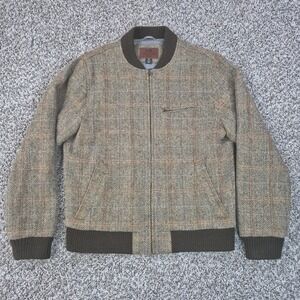 Willis & Geiger Harris Tweed Wool Bomber Jacket Men's Medium Glen Plaid RARE!